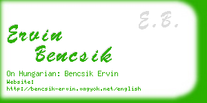 ervin bencsik business card